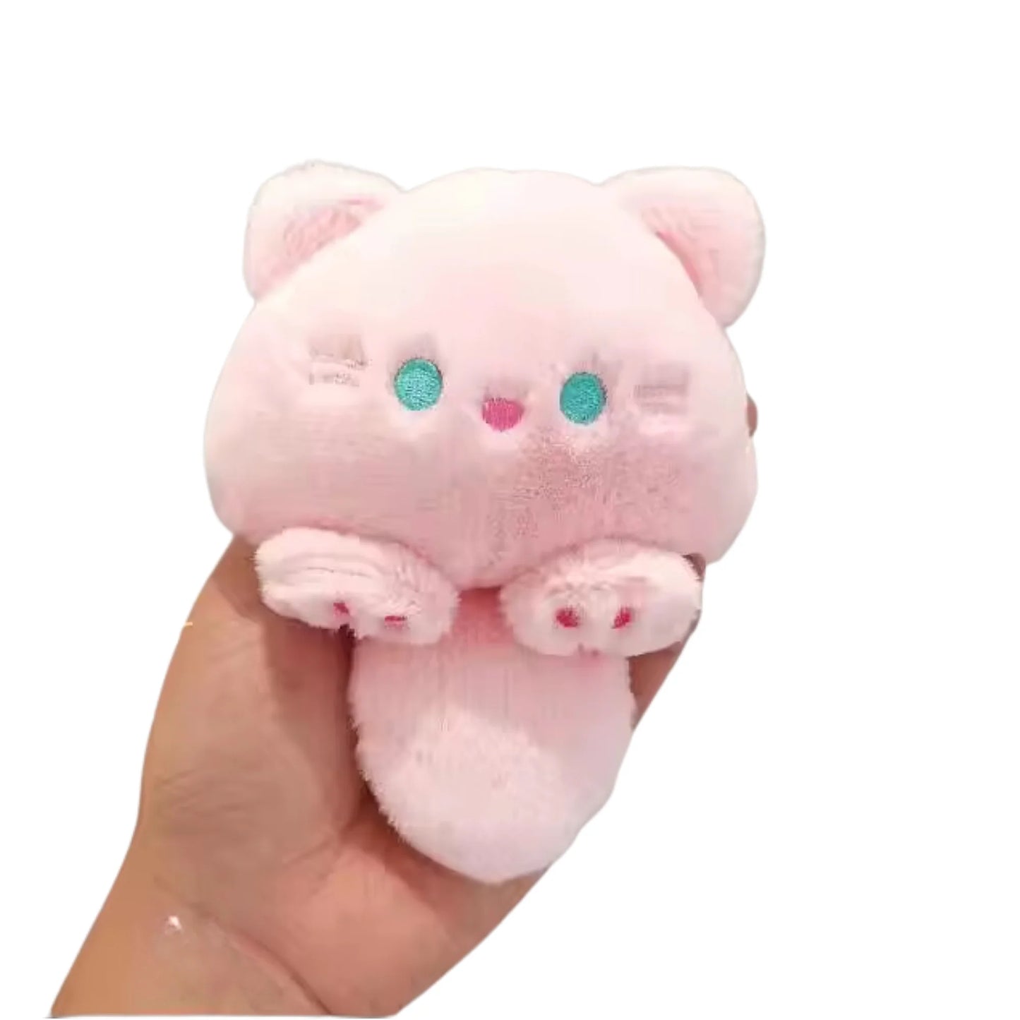 Kawaii knuffel katten broche verkrijgbaar in roze, wit, calico en bruin, ideaal voor het toevoegen van een schattig accent aan je outfit.