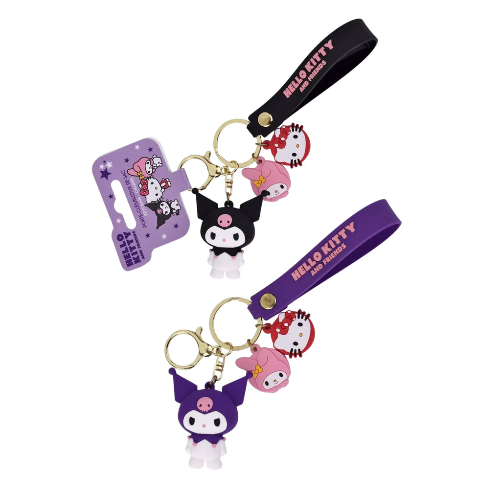 Schattige Kuromi sleutelhanger met paars mutsje – Kawaii cadeau