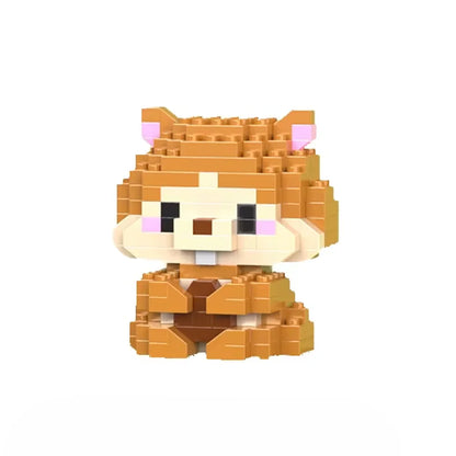 Het schattige eekhoorntje uit het mini bricks DIY pakket, een perfect knutselpakket voor fans van kawaii ontwerpen en miniaturen