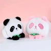 Schattige pluche panda sleutelhanger in zwart en roze, ideaal voor kawaii verzamelaars