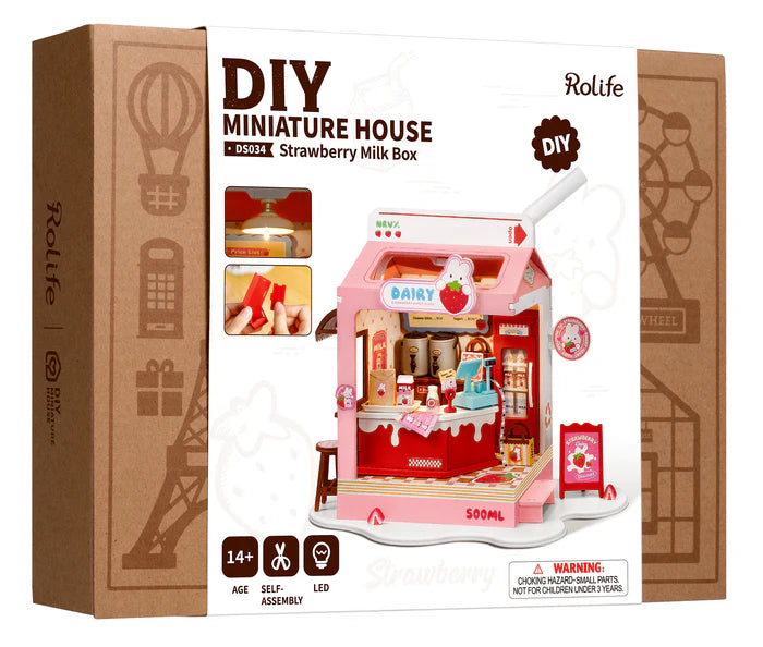 Rolife | Miniatuur winkeltje: Strawberry Milk box  - 15 cm