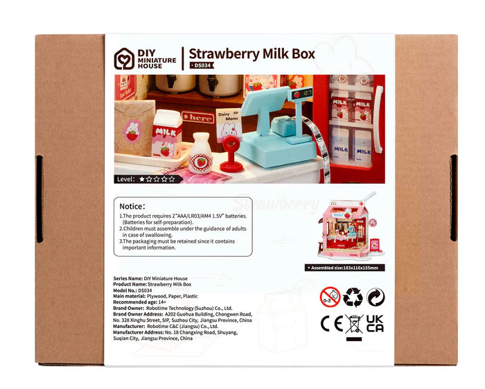 Rolife | Miniature shop: Strawberry Milk box - 15 cm